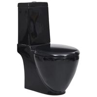 vidaXL Seramik Tuvalet Arkadan Su Akışlı Siyah