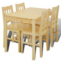 vidaXL Ahşap Yemek Masası 4 Sandalyeli Doğal