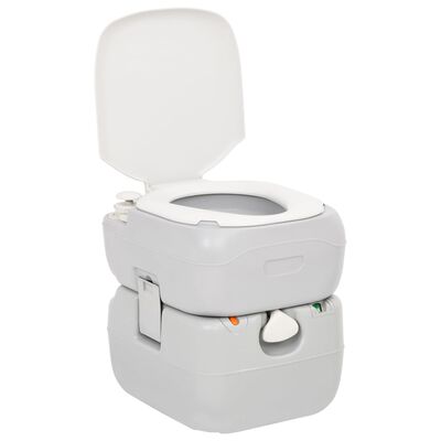 vidaXL Portatif Kamp Tuvaleti Gri ve Beyaz 22+12 L HDPE
