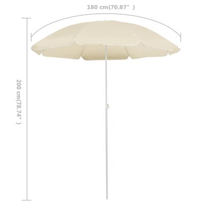 vidaXL Çelik Gövdeli Bahçe Şemsiyesi Kum Rengi 180 cm