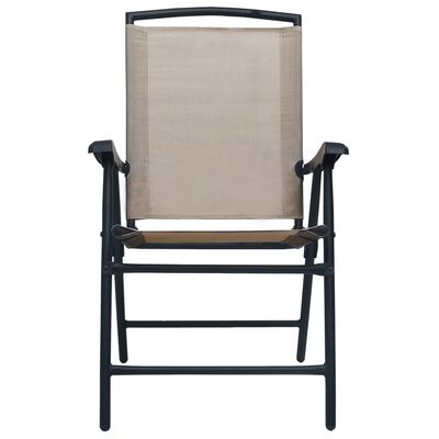 vidaXL Katlanır Bahçe Sandalyesi 2 Adet Taupe Tekstilen