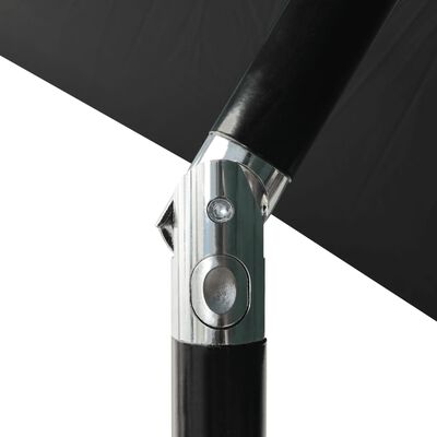 vidaXL LED Işıklı ve Çelik Gövdeli Bahçe Şemsiyesi Siyah 2x3 m