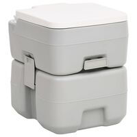 vidaXL Portatif Kamp Tuvaleti Gri ve Beyaz 20+10 L HDPE