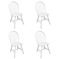 vidaXL Yemek Sandalyesi 4 Adet Beyaz Masif Kauçuk Ağacı