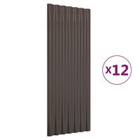 vidaXL 12 Adet Çatı Paneli 100x36 cm Toz Boyalı Çelik Kahverengi