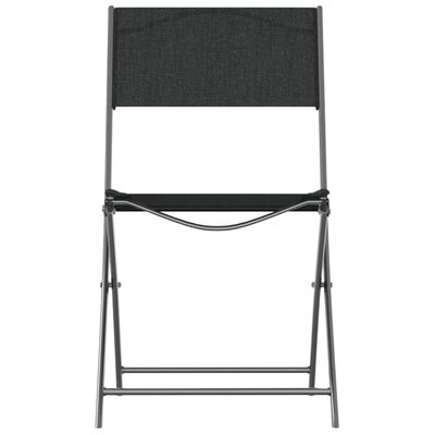 vidaXL Katlanır Bahçe Sandalyesi 2 Adet Siyah Çelik ve Tekstilen