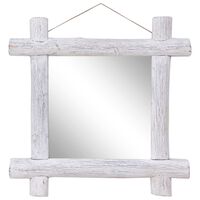 vidaXL Kütük Ayna Beyaz 70x70 cm Masif Geri Kazanılmış Ahşap