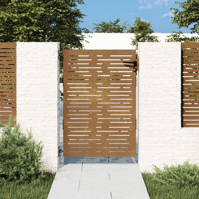 vidaXL Bahçe Kapısı 85x125 cm Korten Çelik Kare Tasarım