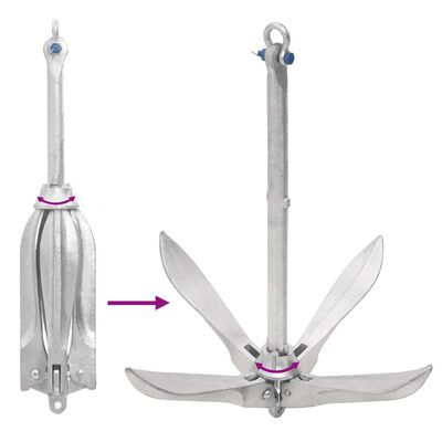 vidaXL Halatlı Katlanır Şemsiye Çapa Gümüş Renk 12kg Dövülebilir Demir