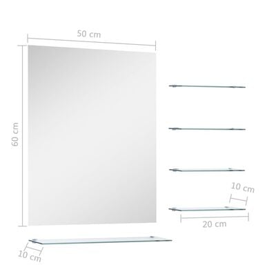 vidaXL 5 Raflı Duvar Aynası Gümüş Rengi 50x60 cm