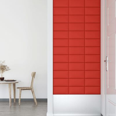 vidaXL Duvar Paneli 12 adet Kırmızı 30x15 cm Suni Deri 0,54 m²