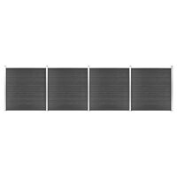 vidaXL Panel Çit Seti Siyah 699x186 cm WPC