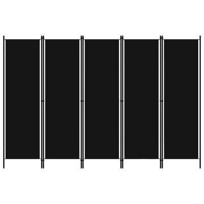 vidaXL 5 Panelli Paravan Siyah 250x180 cm
