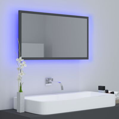 vidaXL LED Işıklı Banyo Aynası Gri 80x8,5x37 cm Sunta