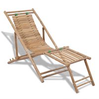 vidaXL Dış Mekan Güverte Sandalyesi Ayak Uzatmalı Bambu