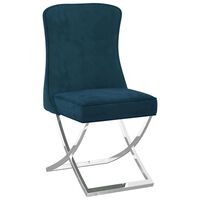 vidaXL Yemek Sandalyesi Mavi 53x52x98 cm Kadife Paslanmaz Çelik