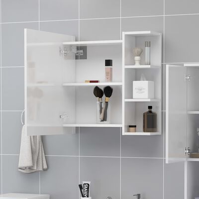 vidaXL Ayna Banyo Üst Dolabı Parlak Beyaz 62,5x20,5x64 cm Sunta