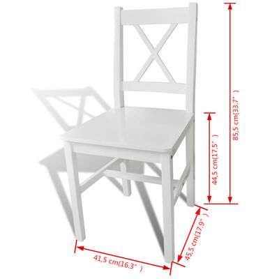 vidaXL Yemek Sandalyesi 2 Adet Beyaz Çam Ağacı