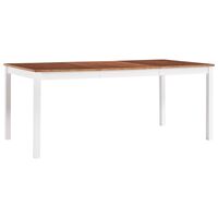 vidaXL Yemek Masası Beyaz ve Kahverengi 180x90x73 cm Çam Ağacı
