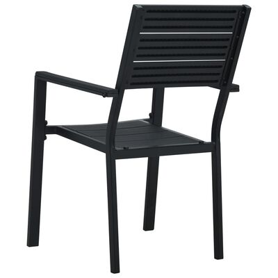 vidaXL Bahçe Sandalyesi 2 Adet Siyah HDPE Ahşap Görünümlü