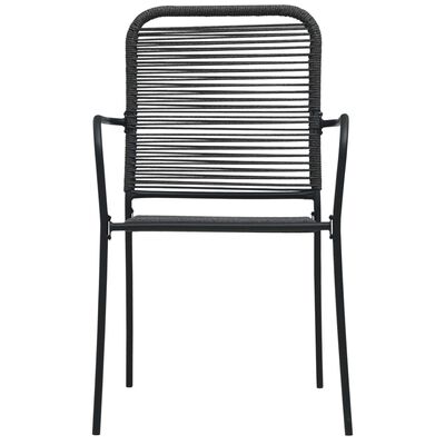 vidaXL Bahçe Sandalyesi 2 Adet Siyah Pamuk İp ve Çelik