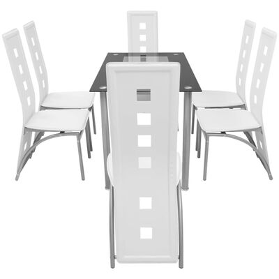 vidaXL 7 Parça Yemek Masası Takımı Beyaz