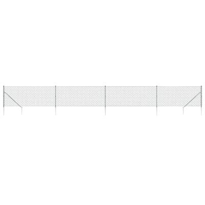 vidaXL Kazık Ayaklı Tel Örgü Çit Gümüş Rengi 0,8x10 m