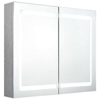 vidaXL LED Işıklı Aynalı Banyo Dolabı Beton Grisi 80x12x68 cm