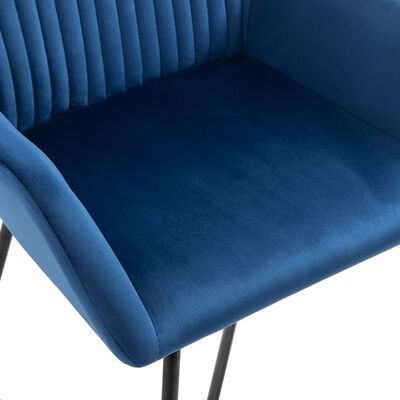 vidaXL Yemek Sandalyesi 2 Adet Mavi Kadife