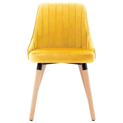 vidaXL Yemek Sandalyesi 2 Adet Sarı Kadife