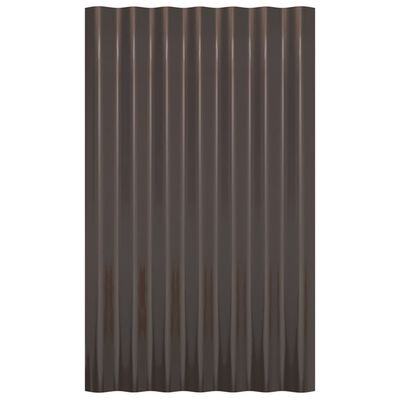 vidaXL 36 Adet Çatı Paneli 60x36 cm Toz Boyalı Çelik Kahverengi