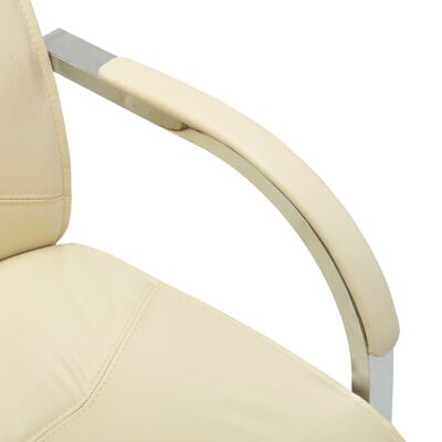 vidaXL U Ayaklı Ofis Sandalyesi Krem Rengi Suni Deri