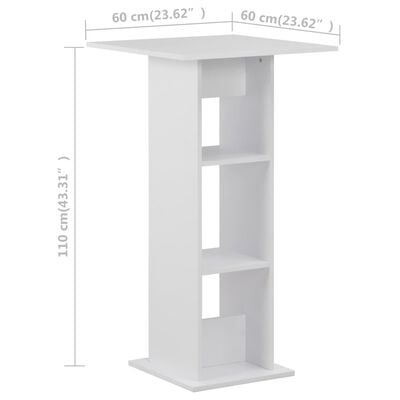 vidaXL Bar Masası Beyaz 60x60x110 cm
