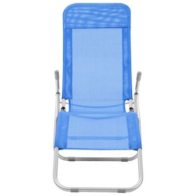 vidaXL Katlanır Şezlong Sandalye 2 Adet Mavi Tekstilen