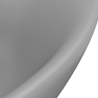 vidaXL Lüks Oval Lavabo Taşma Delikli Mat Açık Gri 58,5x39 cm Seramik