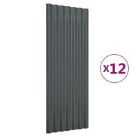 vidaXL 12 Adet Çatı Paneli 100x36 cm Toz Boyalı Çelik Antrasit