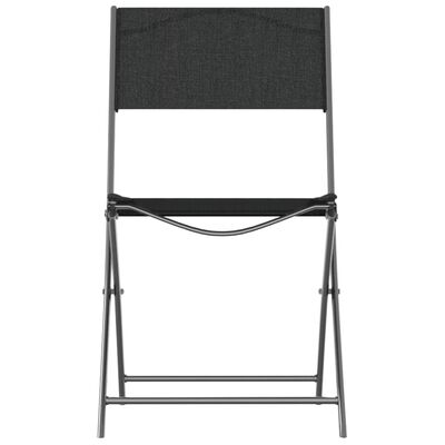 vidaXL Katlanır Bahçe Sandalyesi 4 Adet Siyah Çelik ve Tekstilen
