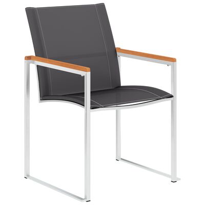 vidaXL Bahçe Sandalyesi 2 Adet Gri Tekstilen ve Paslanmaz Çelik