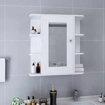 vidaXL Ayna Banyo Üst Dolabı Beyaz 66x17x63 cm MDF