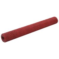 vidaXL Kümes Teli PVC Kaplamalı Çelik 25x1,2 m Kırmızı