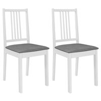 vidaXL Minderli Yemek Sandalyesi 2 Adet Beyaz Masif Ahşap