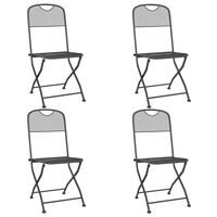 vidaXL Katlanır Bahçe Sandalyesi 4 Adet Antrasit Metal Örgü