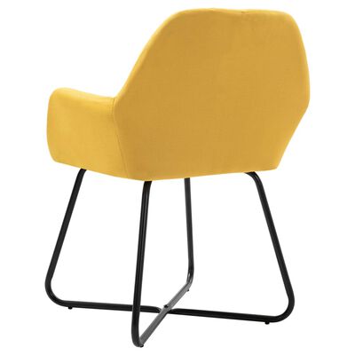 vidaXL Yemek Sandalyesi 2 Adet Sarı Kumaş
