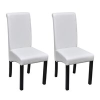 vidaXL Yemek Sandalyesi 2 Adet Beyaz Suni Deri