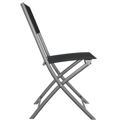 vidaXL Katlanır Bahçe Sandalyesi 4 Adet Siyah Çelik ve Tekstilen