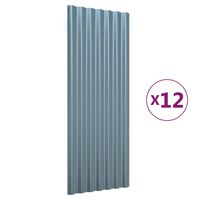 vidaXL 12 Adet Çatı Paneli 100x36 cm Toz Boyalı Çelik Gri