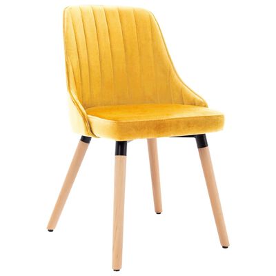 vidaXL Yemek Sandalyesi 2 Adet Sarı Kadife