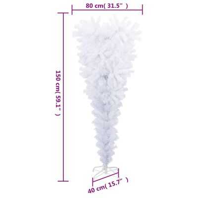 vidaXL Ayaklı Yapay Ters Yılbaşı Ağacı Beyaz 150 cm