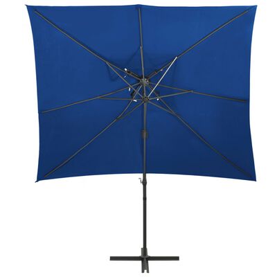 vidaXL Yandan Gövdeli Şemsiye Çift Katlı Gök Mavisi 250x250 cm