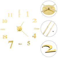 vidaXL 3D Duvar Saati Altın Sarısı 100 cm XXL Modern Tasarım